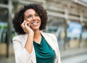 woman using voip