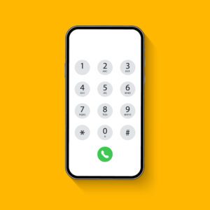 Smartphone dial keypad with numbers and letters. Interface keypad for touchscreen device. Dialing numbers phone on screen. Mobile phone keypad design. Vector Illustration.